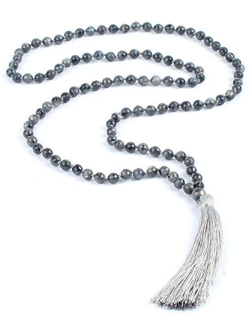Fashion Gray Tassel Decorated Necklace