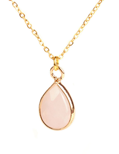 Fashion Pink Water Drop Shape Decorated Necklace