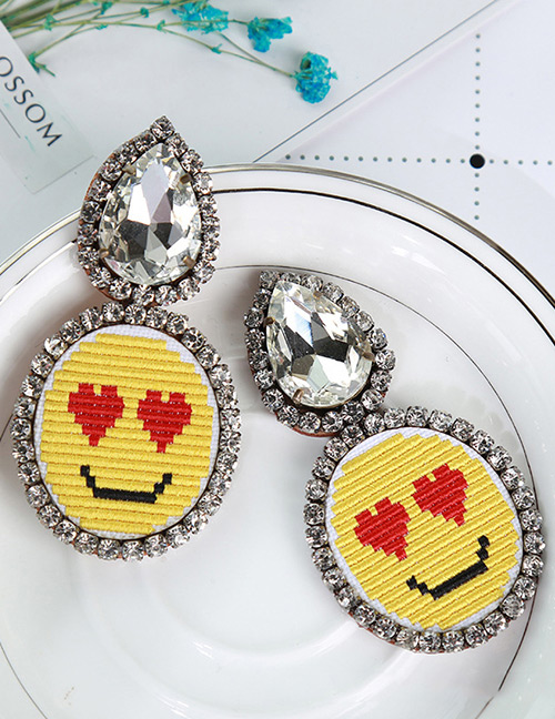 Fashion Yellow+red Simle Face Pattern Decorated Earrings