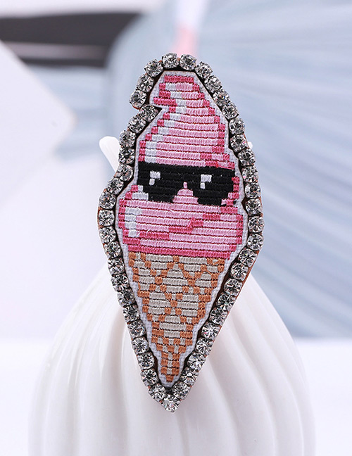 Fashion Pink Ice Cream Shape Decorated Brooch