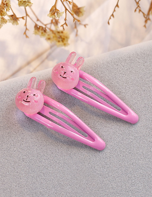 Fashion Pink Rabbit Shape Decorated Hair Clip (2 Pcs )