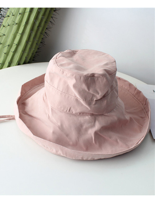 Fashion Light Pink Pure Color Decorated Fisherman Hat