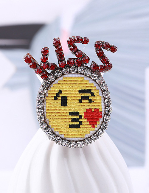 Fashion Red+yellow Letter Pattern Decorated Brooch