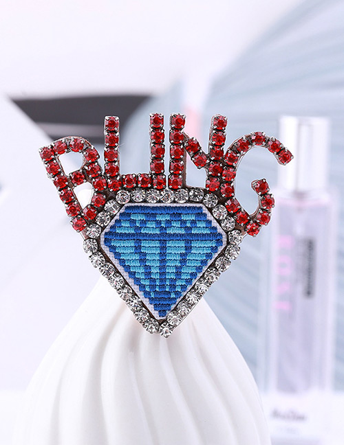 Fashion Blue+red Letter Pattern Decorated Brooch