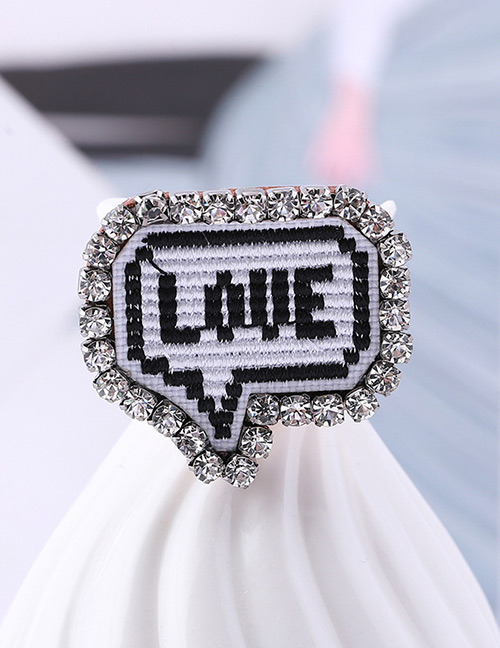 Fashion White+black Letter Pattern Decorated Brooch