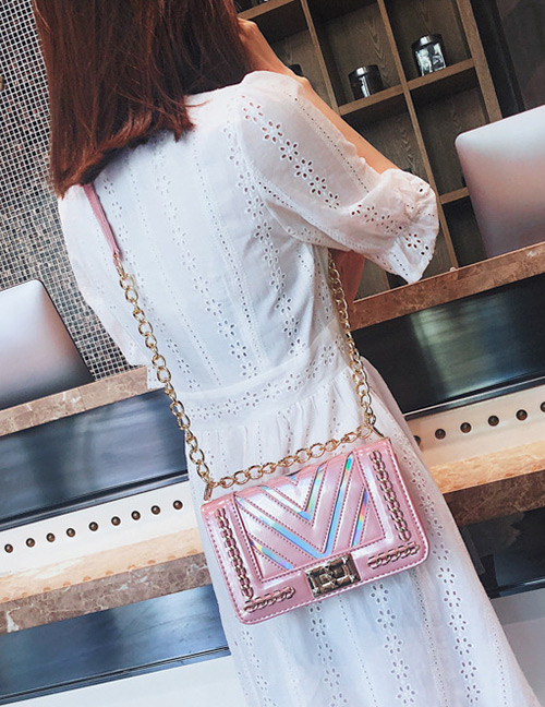 Elegant Pink V Shape Pattern Design Shoulder Bag