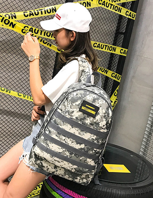 Fashion Gray Camouflage Pattern Decorated Backpack