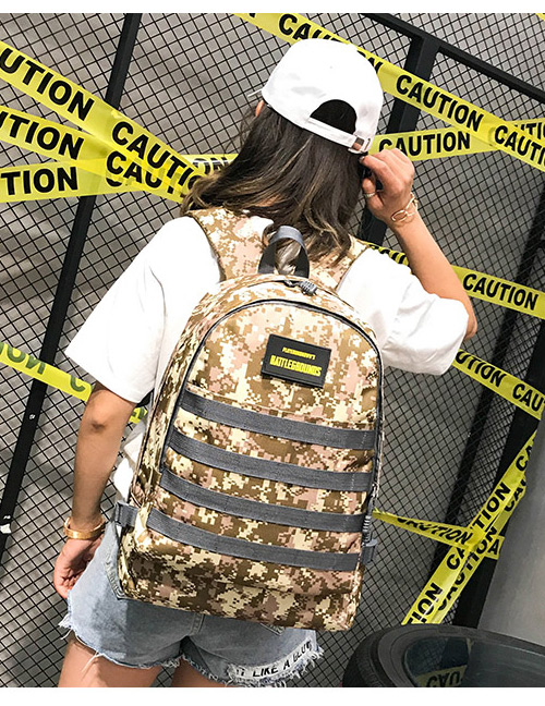 Fashion Gray+olive Camouflage Pattern Decorated Backpack