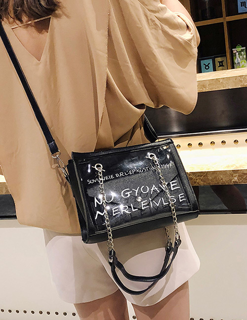 Fashion Black Square Shape Design Transparent Bag