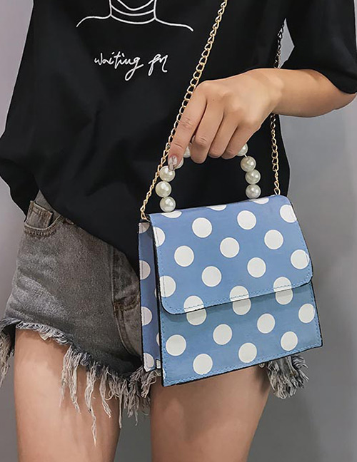Elegant Blue Dots Pattern Decorated Square Shape Bag