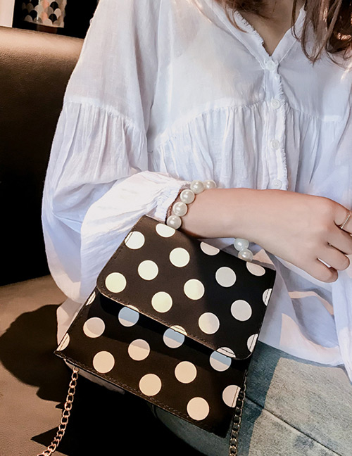 Elegant Black Dots Pattern Decorated Square Shape Bag