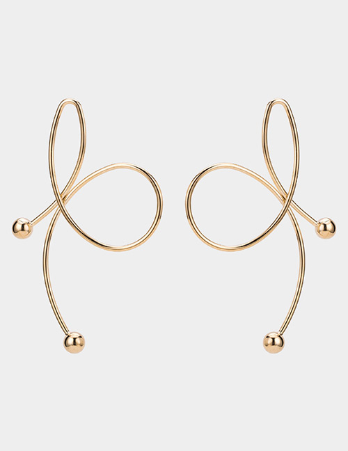 Elegant Gold Color Bowknot Shape Design Pure Color Earrings