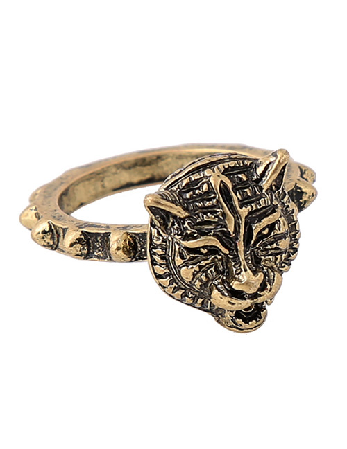 Fashion Gold Color Tiger Shape Decorated Simple Ring