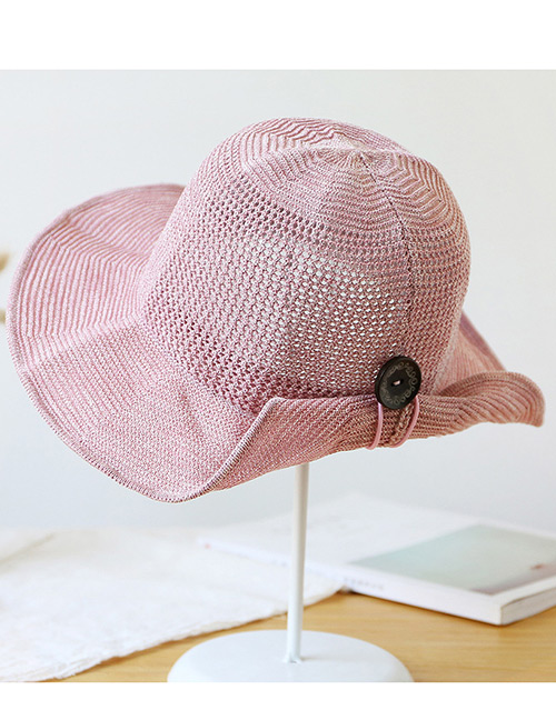 Trendy Pink Button Shape Decorated Sunscreen Fisherman Hat