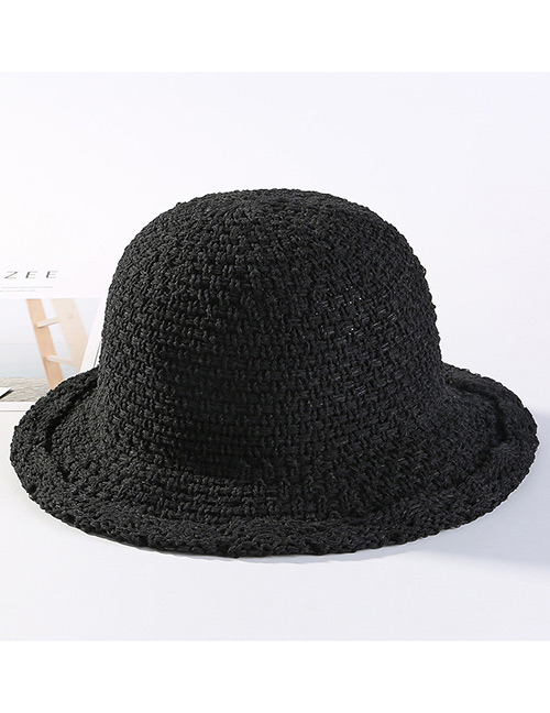 Trendy Black Curling Design Pure Color Sunscreen Hat