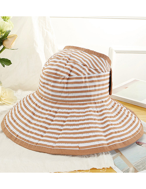 Trendy Khaki Stripe Pattern Decorated Beach Hat