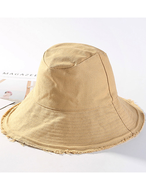 Trendy Khaki Pure Color Design Foldable Sunscreen Hat