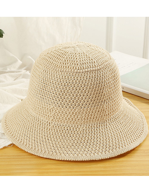 Trendy Beige Knitted Design Pure Color Sunscreen Hat