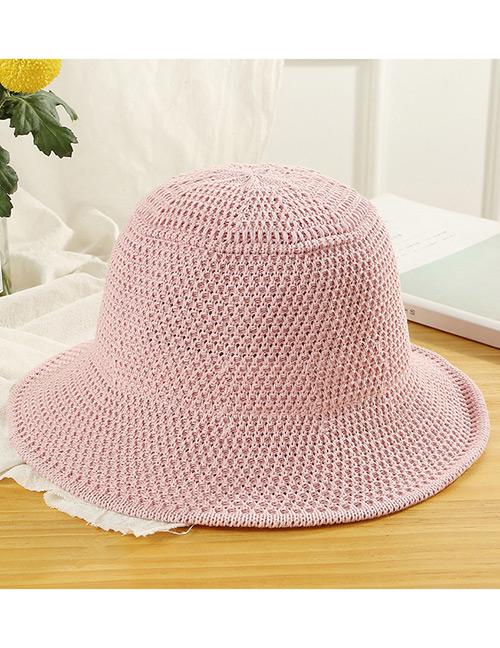 Trendy Pink Knitted Design Pure Color Sunscreen Hat