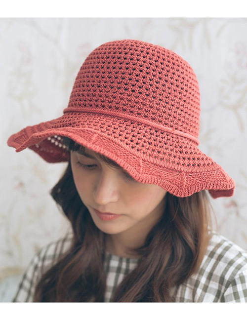 Trendy Red Hollow Out Design Casual Fisherman Hat