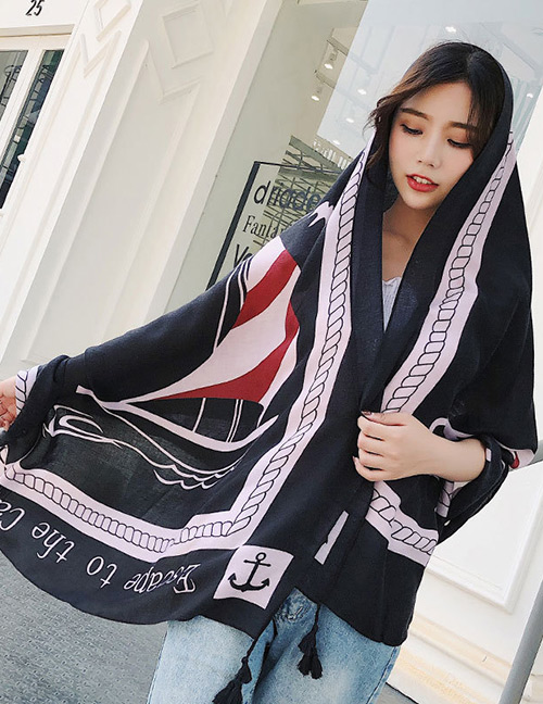 Fashion Black+white Letter Pattern Decorated Dual-use Scarf