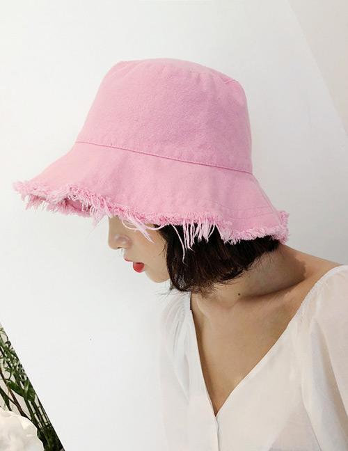 Fashion Pink Pure Color Design Leisure Fisherman Hat