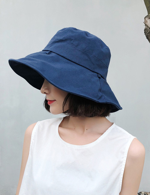 Fashion Navy Bandage Design Pure Color Foldable Hat