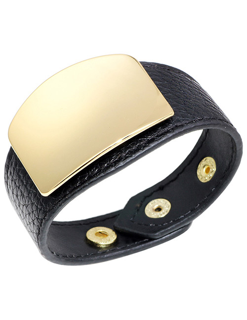 Elegant Black Square Shape Decorated Width Bracelet