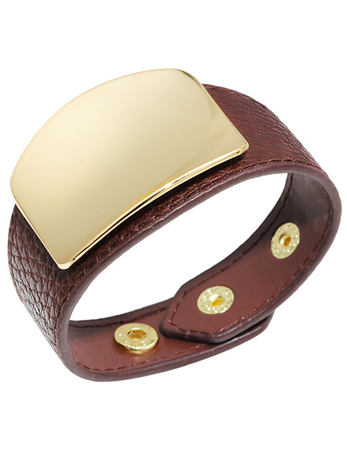 Elegant Brown Square Shape Decorated Width Bracelet