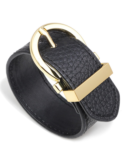 Elegant Black Pure Color Design Width Bracelet
