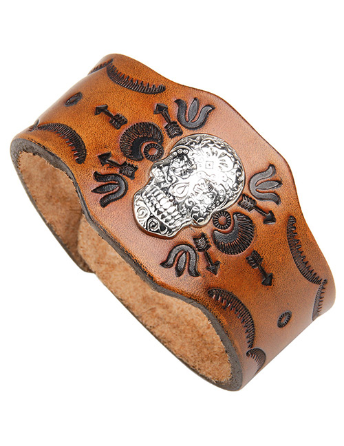 Fashion Brown Skull Pattern Decorated Bracelet