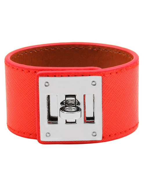 Fashion Red Pure Color Design Width Bracelet
