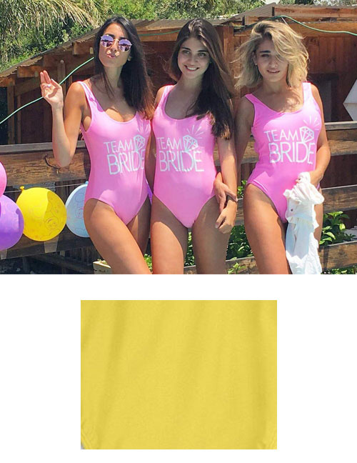 Sexy Yellow Letter Pattern Design One-piece Bikini