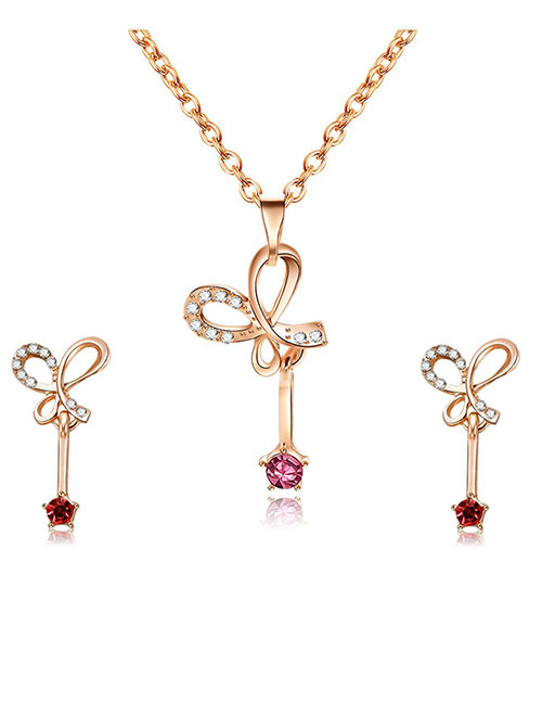Fashion Gold Color Bwoknot Shape Design Jewelry Sets