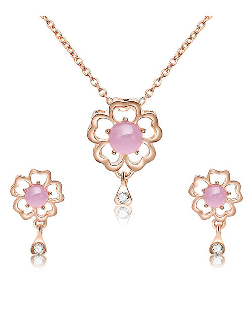 Fashion Gold Color Flowers Shape Decorated Jewelry Sets