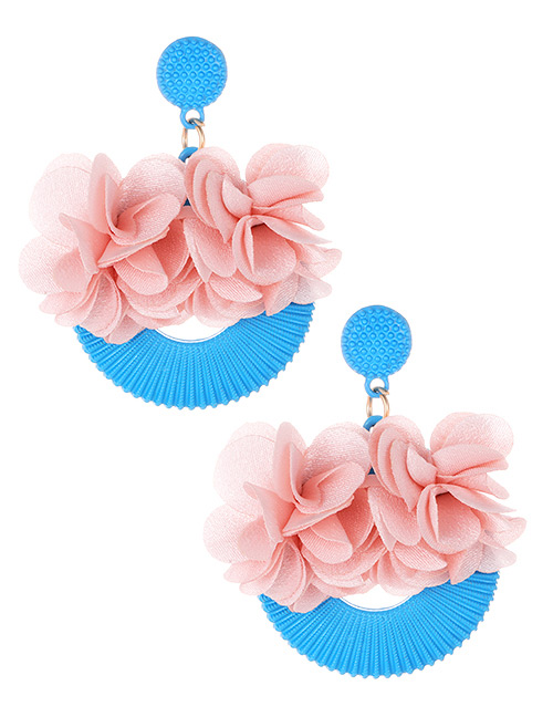 Elegant Blue Flowers Decorated Simple Earrings
