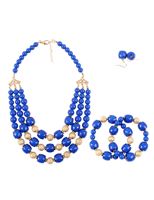 Elegant Blue Multi-layer Design Simple Jewelry Sets