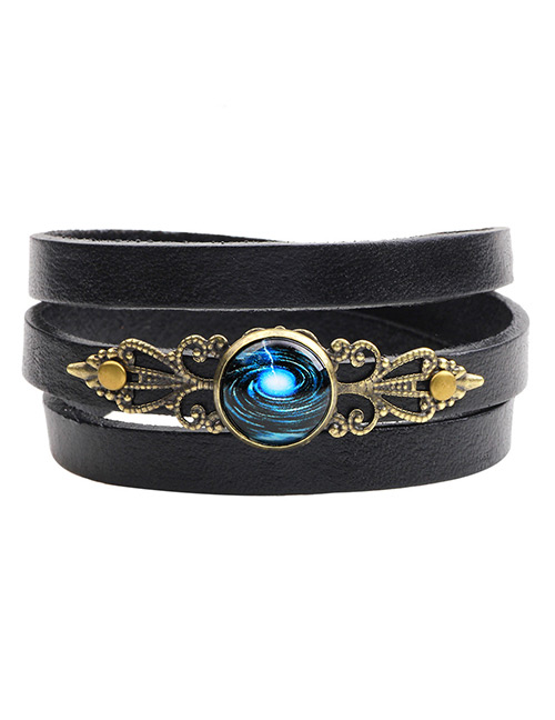 Vintage Blue+black Universe Pattern Decorated Multi-layer Bracelet