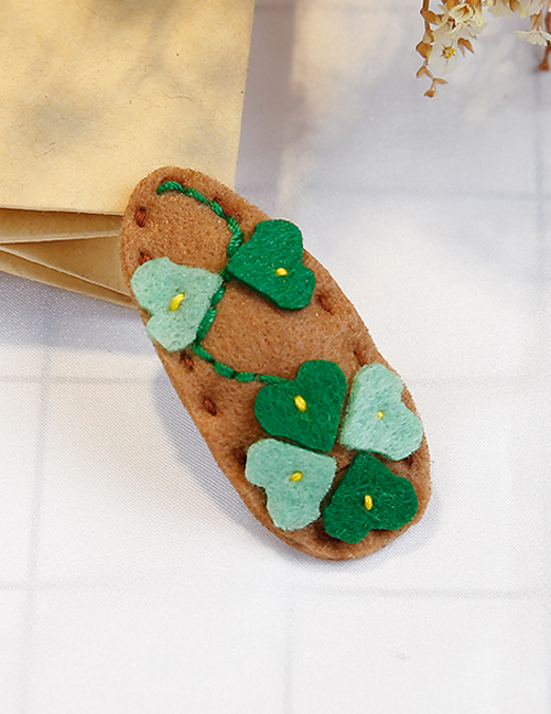 Lovely Green+coffee Heart Shape Decorated Child Hair Clip(1pc)