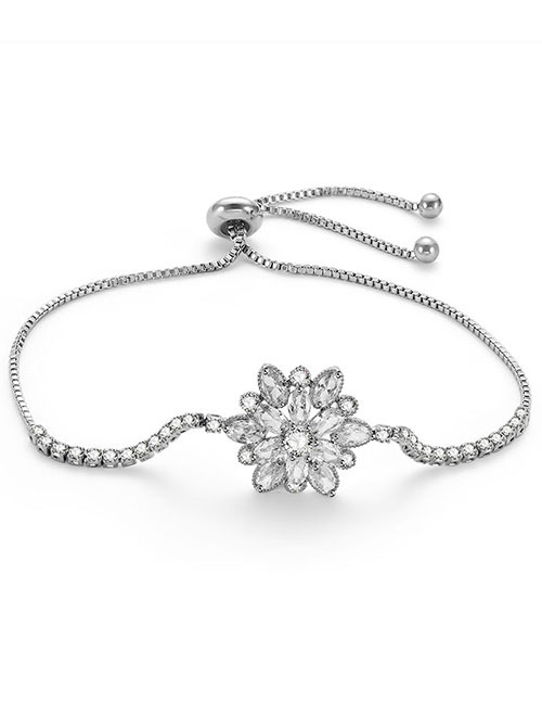 Fashion Silver Color Flowers Shape Decorated Pure Color Bracelet