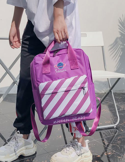 Fashion Purple Stripe Pattern Decorated Backpack