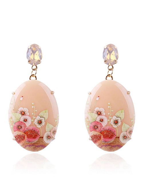 Vintage Pink Flowers Pattern Decorated Earrings
