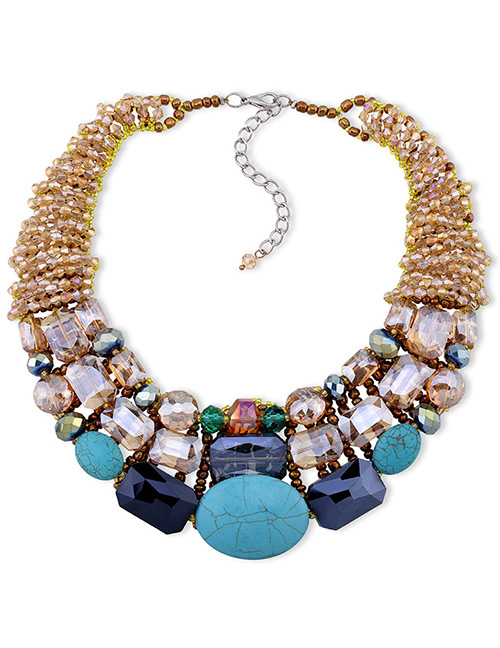 Elegant Multi-color Geometric Shape Decorated Color Matching Necklace