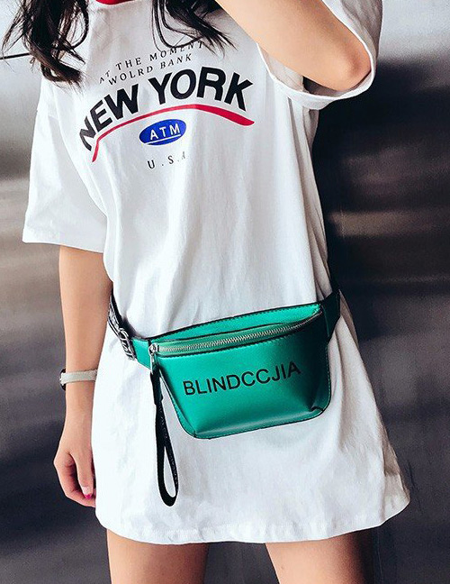 Fashion Green Pure Color Decorated Hip-hop Bag