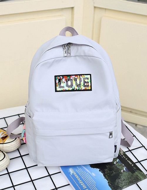 Lovely Light Gray Love Pattern Decorated Backpack