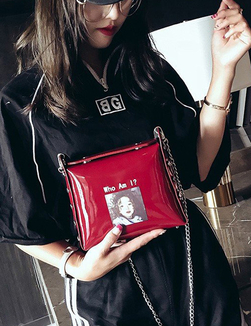 Fashion Red Girl Pattern Decorated Shoulder Bag