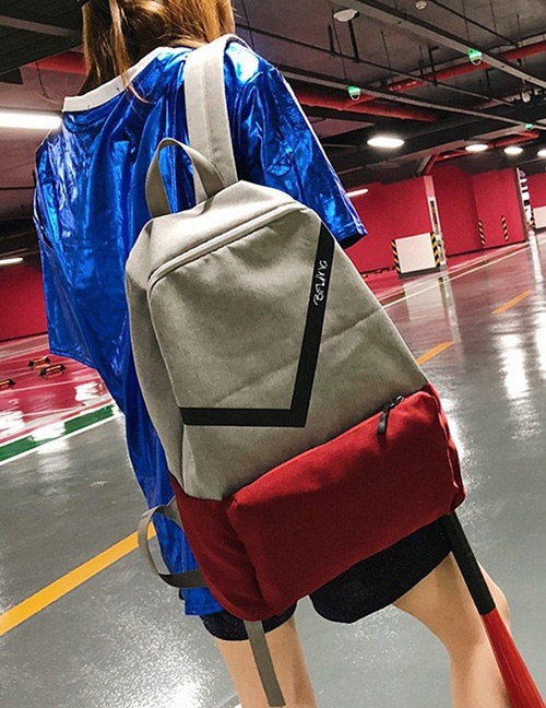 Fashion Red Double Zippers Design Hip-hop Waterproof Backpack