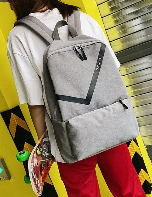 Fashion Gray Double Zippers Design Hip-hop Waterproof Backpack