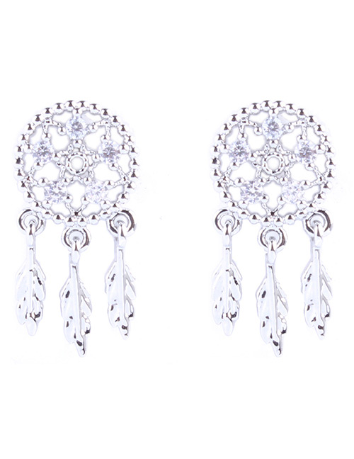 Fashion Silver Color Dreamcatcher Shape Design Earrings