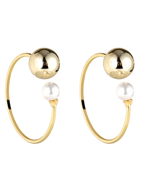 Fashion Gold Color Balls&pearl Decorated C Shape Earrings